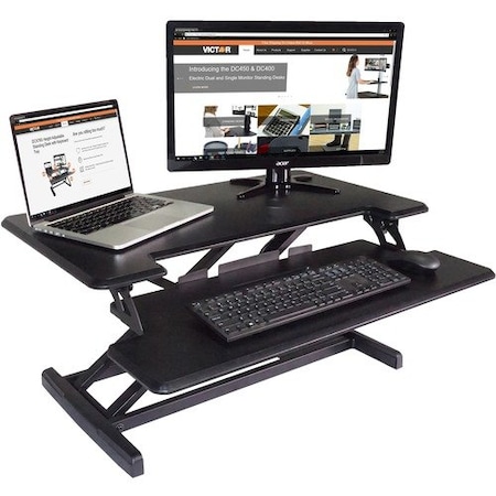 Victor Technology Desk Riser, Adjustable, w/Keyboard Tray, 32-1/2inx18inx19in, BK VCTDCX610